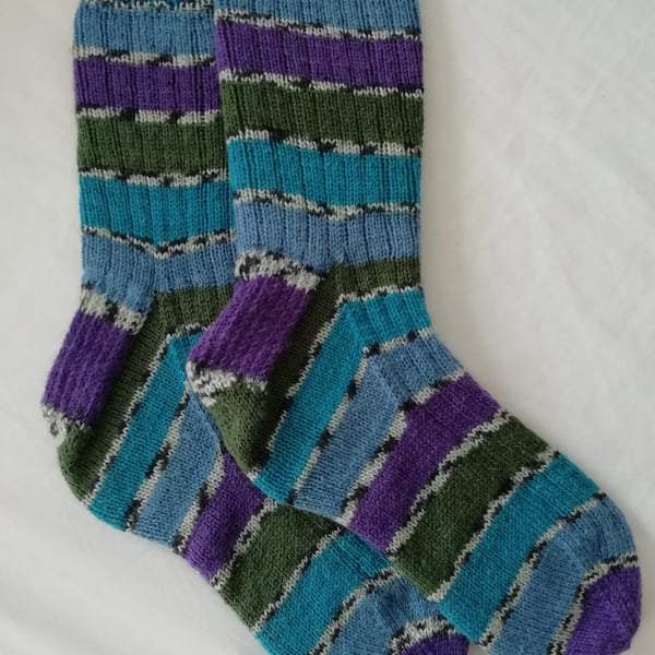 Hand knitted socks, LARGE, size 9-11