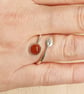 Red carnelian leaf ring. July Birthstone. 925 sterling silver. Size N - Image 2