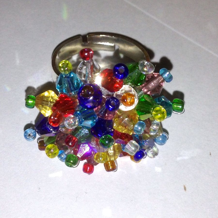 Harlequin Crystal Bead Ring - for Sam Dar