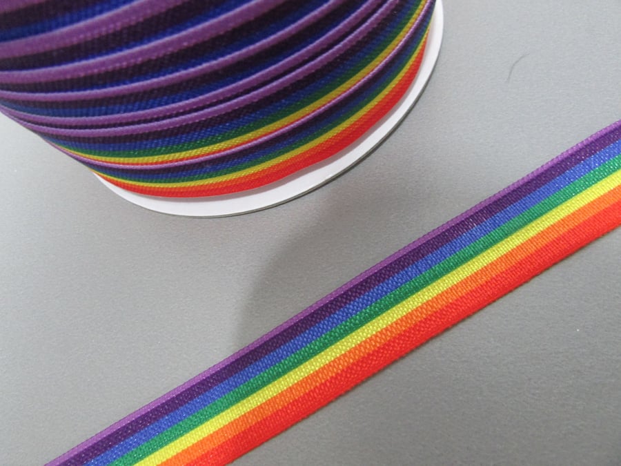 Rainbow Fold Over Elastic x 1 metre