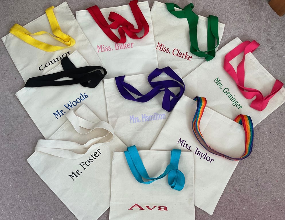 Personalised colourful tote bags