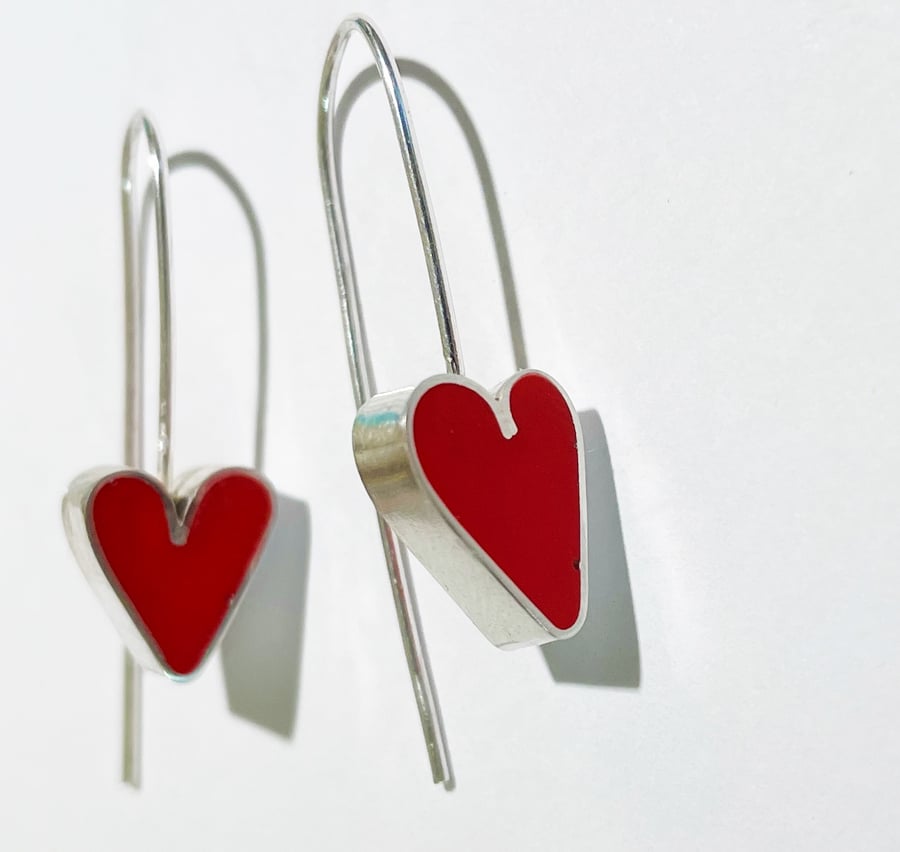 Tiny handmade heart earrings. 