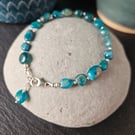 Natural Apatite and sterling silver Bracelet