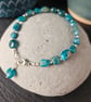 Natural Apatite and sterling silver Bracelet
