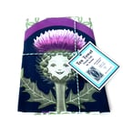 Illustrated Thistle Girl Tea Towel, Scottish Gift