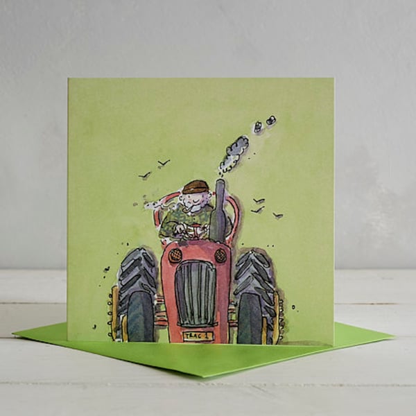 Farmer Jack and Trevor Tractor Greetings Card