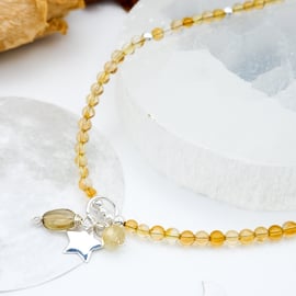 Celestial Citrine Gemstone Beaded Necklace, Celestial Jewellery, Easter gift 