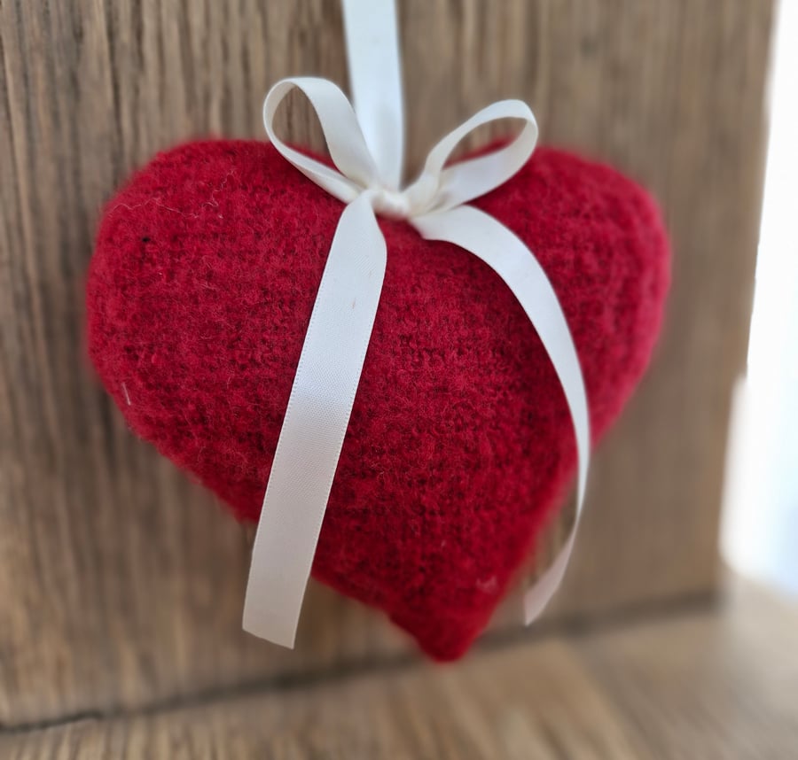 Beautiful Hanging Love Heart Handmade Using The Clothing of a Loved one