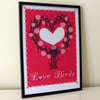 'Love Birds' Framed A4 print for Valentine's Day