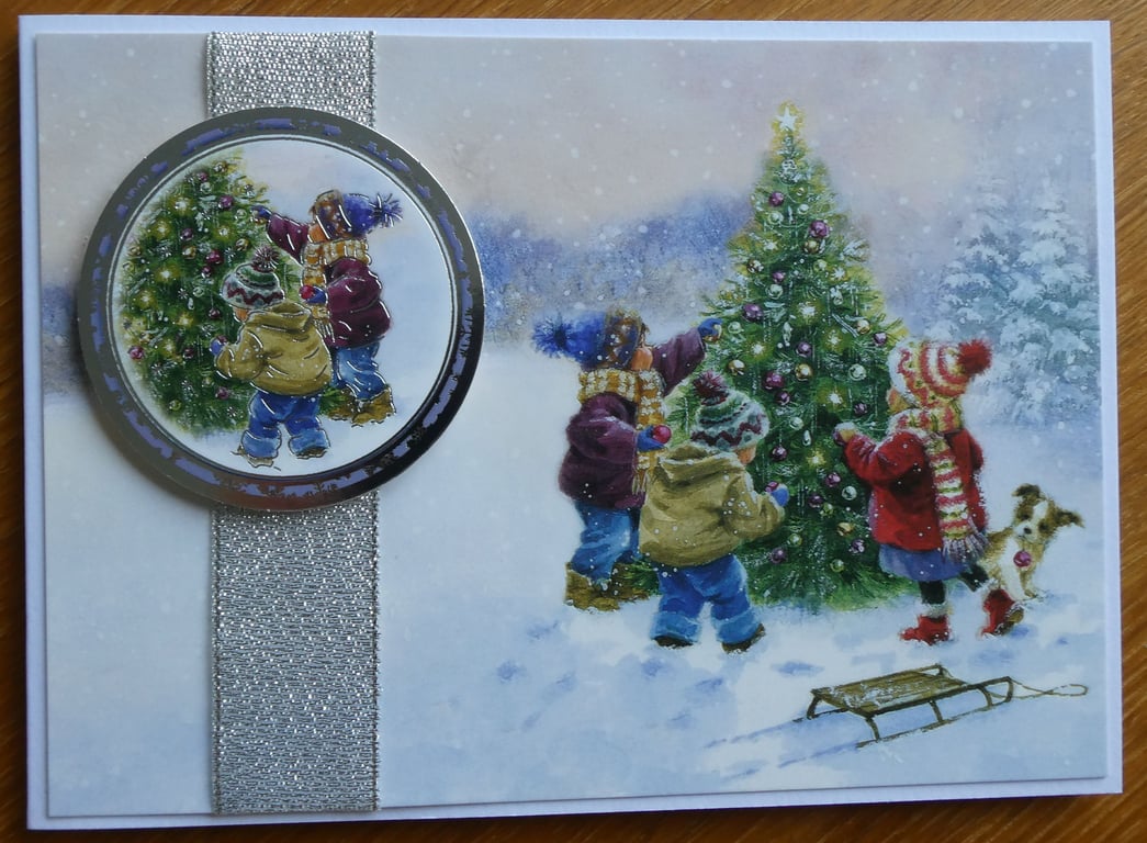 Christmas Card - Children with Christmas Tree