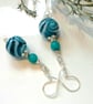 Hand Blown Vanitian Glass & Quartzite Silver Plate Earrings - Image 5