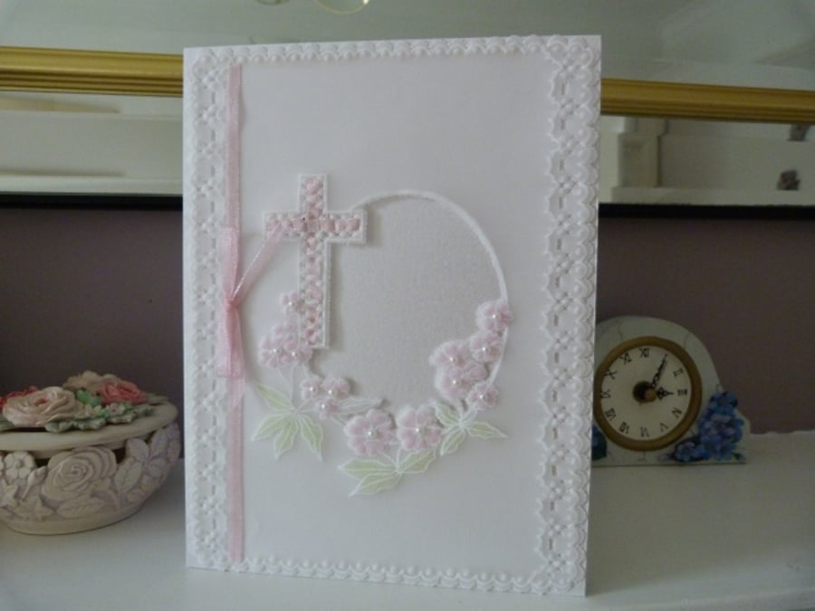 New baby girl parchment card