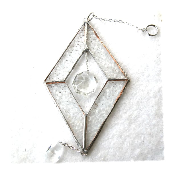 Diamond Wedding Stained Glass Suncatcher 60th Anniversary Handmade