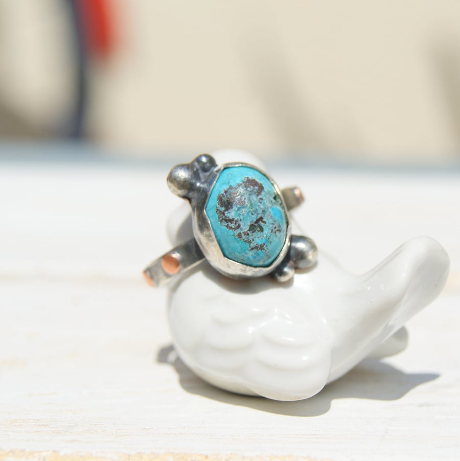Turquoise Ring, Rustic Jewellery