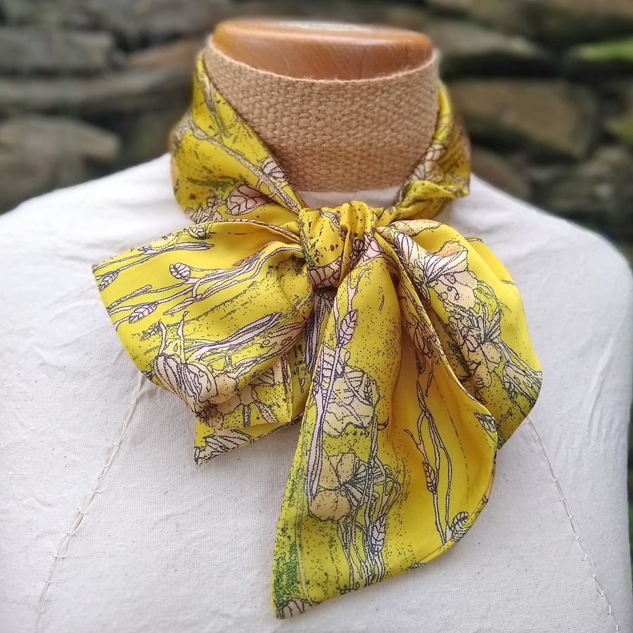 Citrus floral, faux silk scarf
