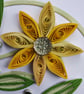 Happy Birthday - Yellow Quilled Flower with pearls and gems - Image 2