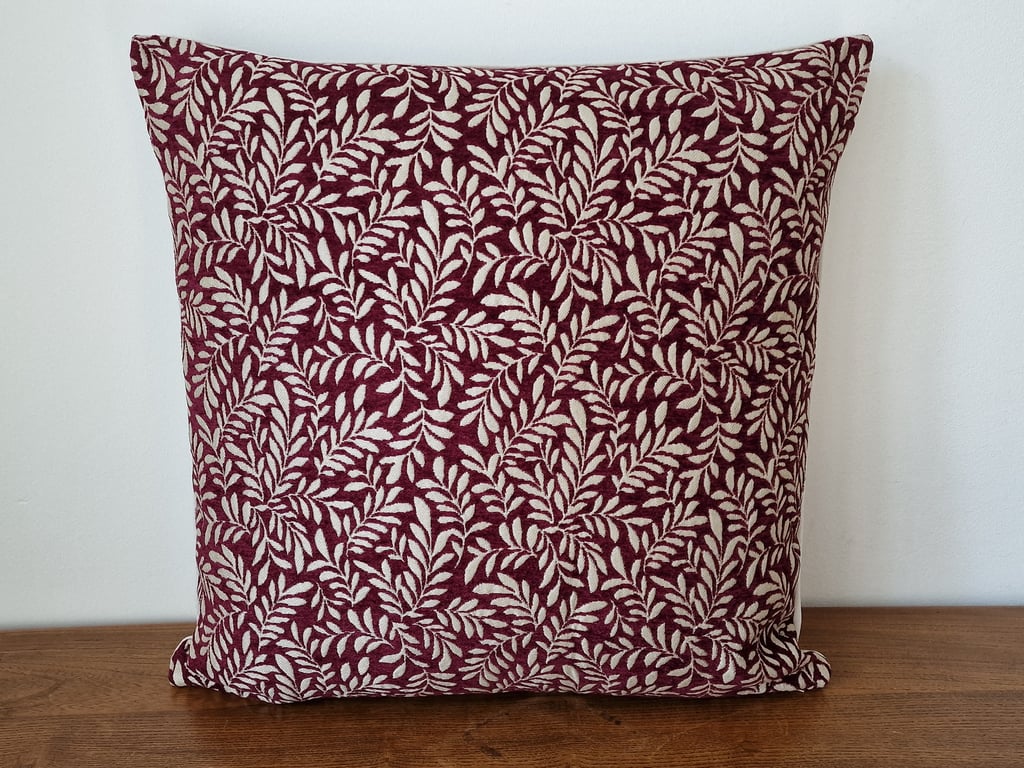 Handmade cushion cover leaf pattern red velvet jacquard