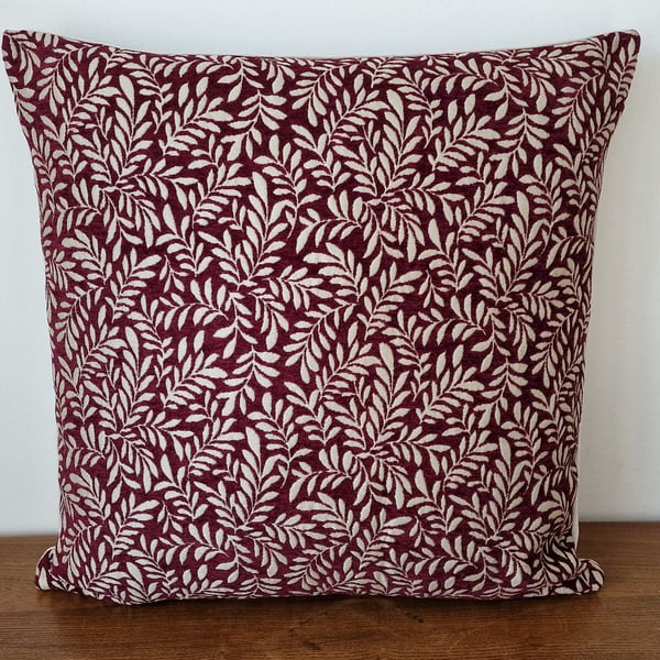 Handmade cushion cover leaves red velvet jacquard