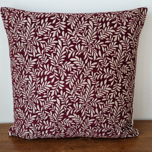 Handmade cushion cover leaf pattern red velvet jacquard