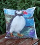 Puffin  Cushion cover: printed design from my original needlefelt  artwork