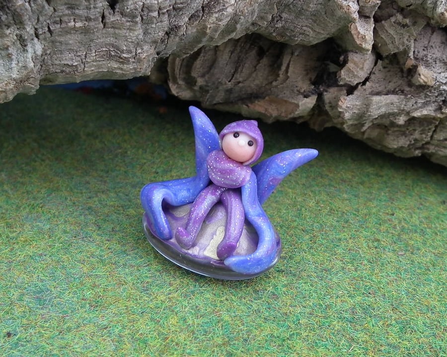 SALE Dragonfly Sprite 'Daze' on glass base OOAK Sculpt by Ann Galvin