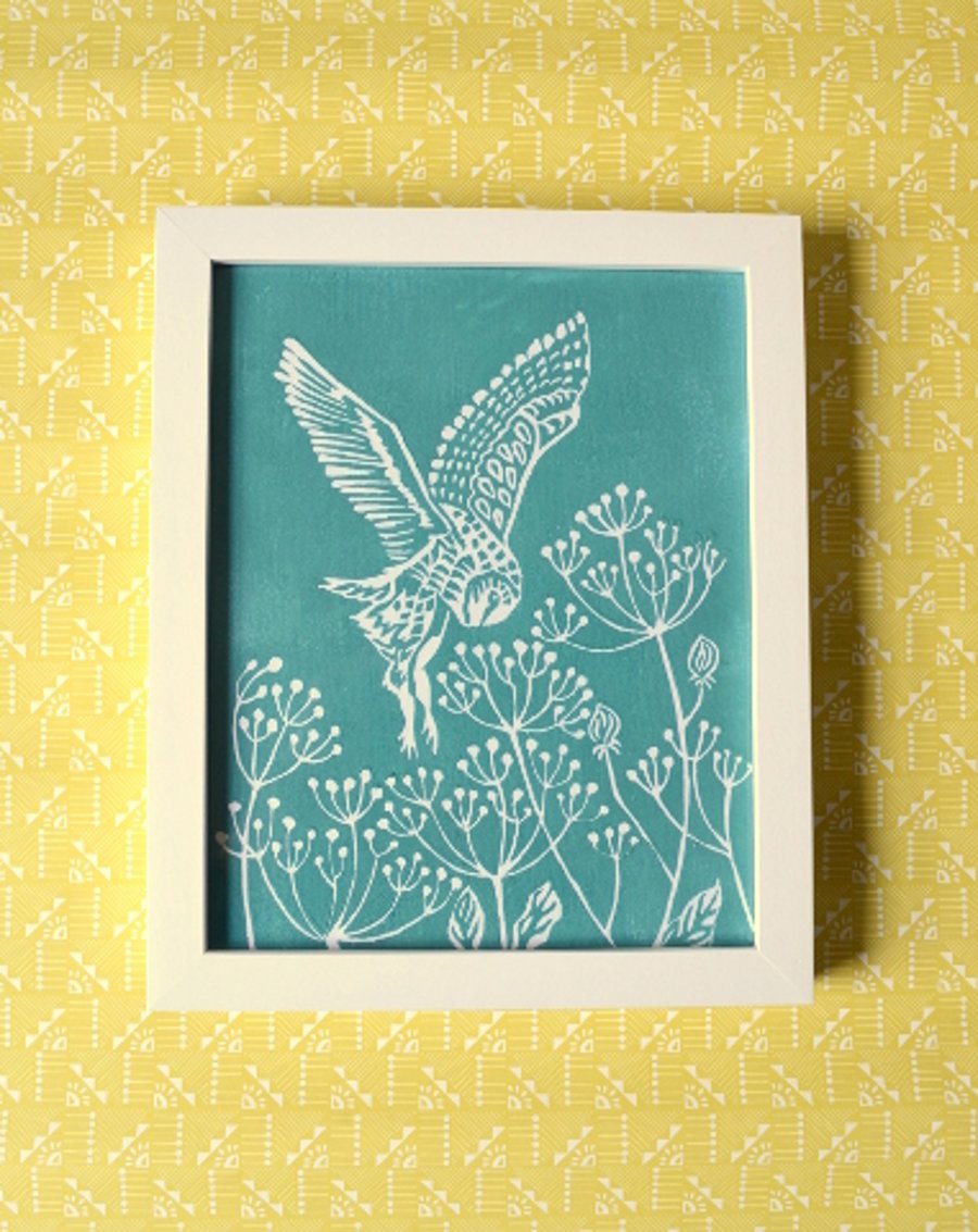 Night owl linoprint
