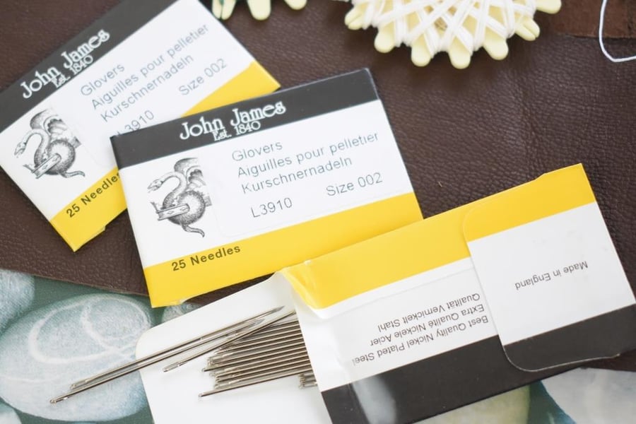 Glovers Needle, John James, cutting leather sewing needle, sharp needle