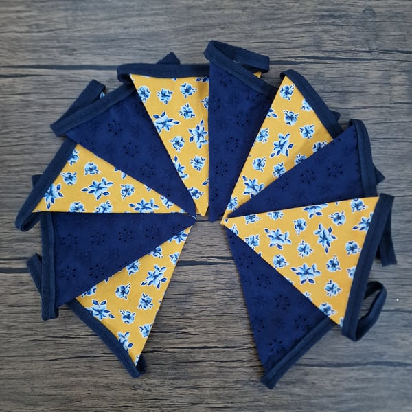 Mustard Yellow & Navy Blue Fabric Bunting