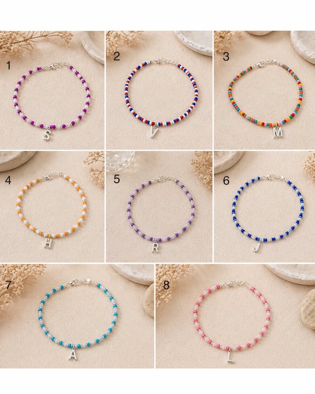 Personalised Seed Bead Anklets