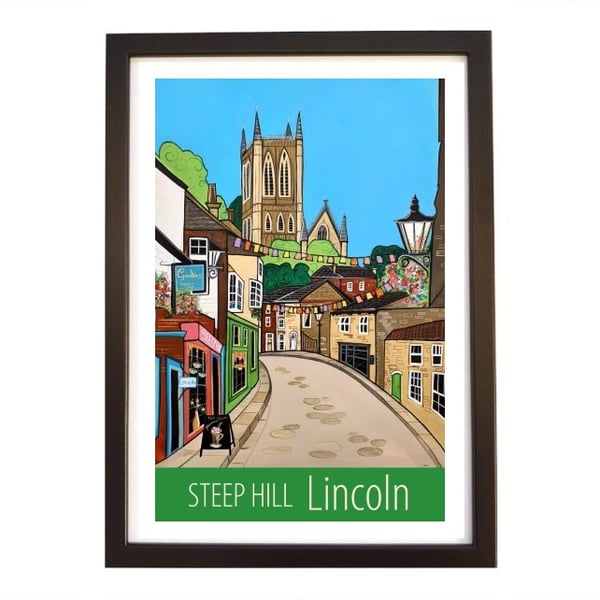 Lincoln Steep Hill travel poster print by Susie West