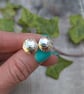Sterling Silver Dome Disc Stud Earrings with Leaf Pattern - JBJ3037 - Image 6