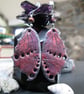 Midnight Monarch – Blood Red & Pewter Gothic Butterfly Wing Earrings - Image 2