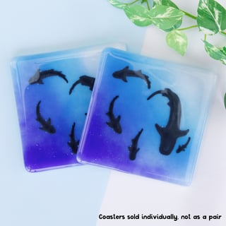 Shark Silhouette Fused Glass Coasters