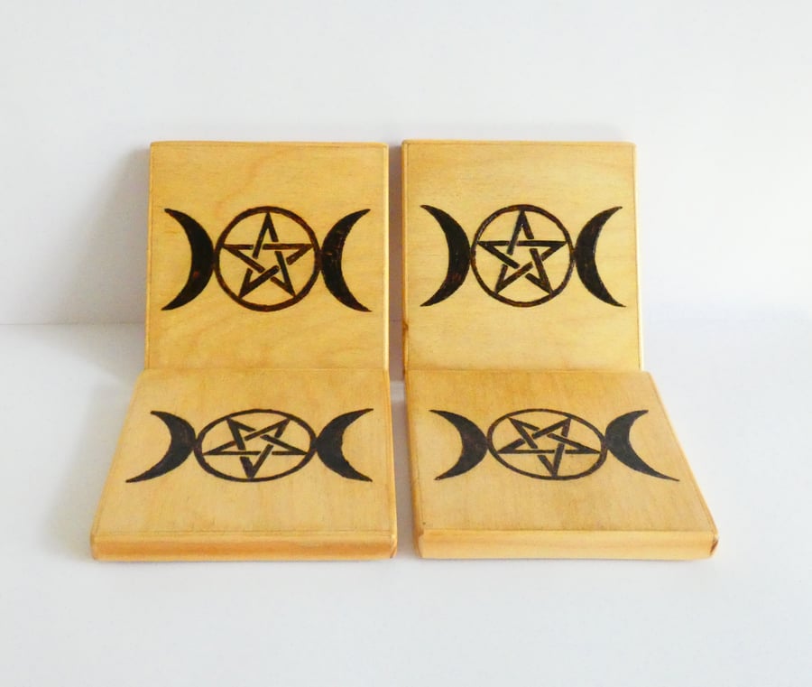 Wooden Moon Goddess Coasters