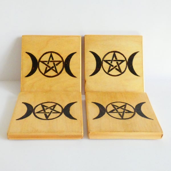 Wooden Moon Goddess Coasters