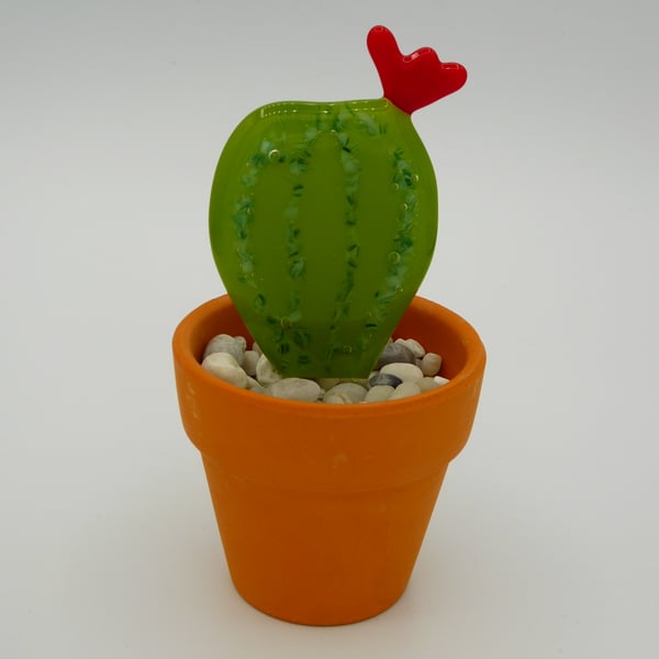 Fused Glass Succulent - Red