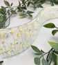 Fused glass hand painted White Summer Daisy floral Curve