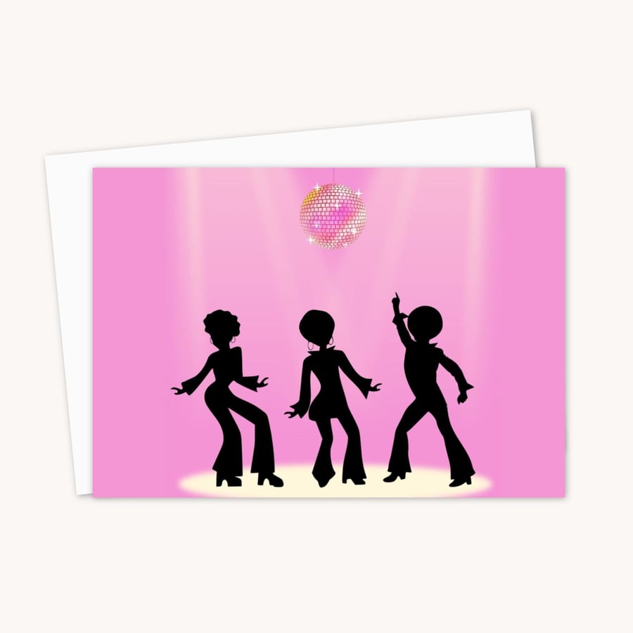 Seventies Disco Greeting Card: Platform Shoes and Glitter Ball (706)