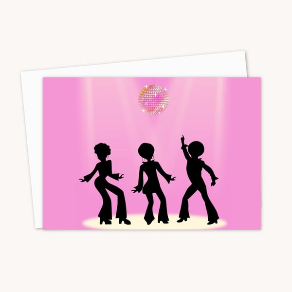 Seventies Disco Greeting Card: Platform Shoes and Glitter Ball (706)