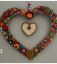 Handmade Button & Hessian Heart Wreath - Unique Wall Decoration - Image 1