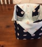 Floral fabric basket storage box with inside cones pockets  - Image 4