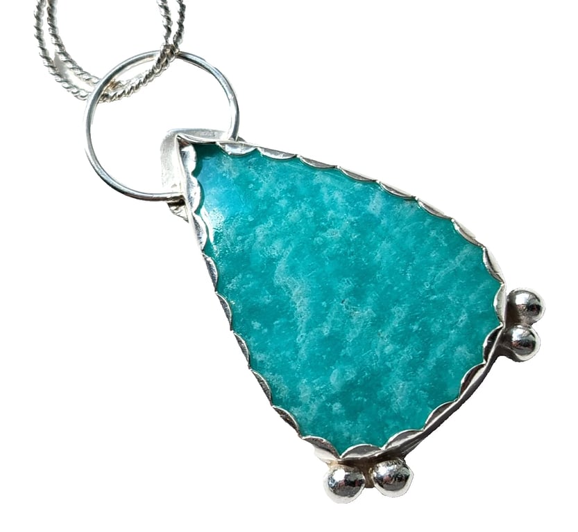 Amazonite Necklace Fine & Sterling Silver Jewellery Gift Teardrop Pendant