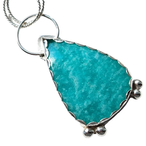 Amazonite Necklace Fine & Sterling Silver Jewellery Gift Teardrop Pendant