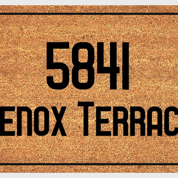 Address Door Mat - Personalised Street Number Welcome Mat - 3 Sizes