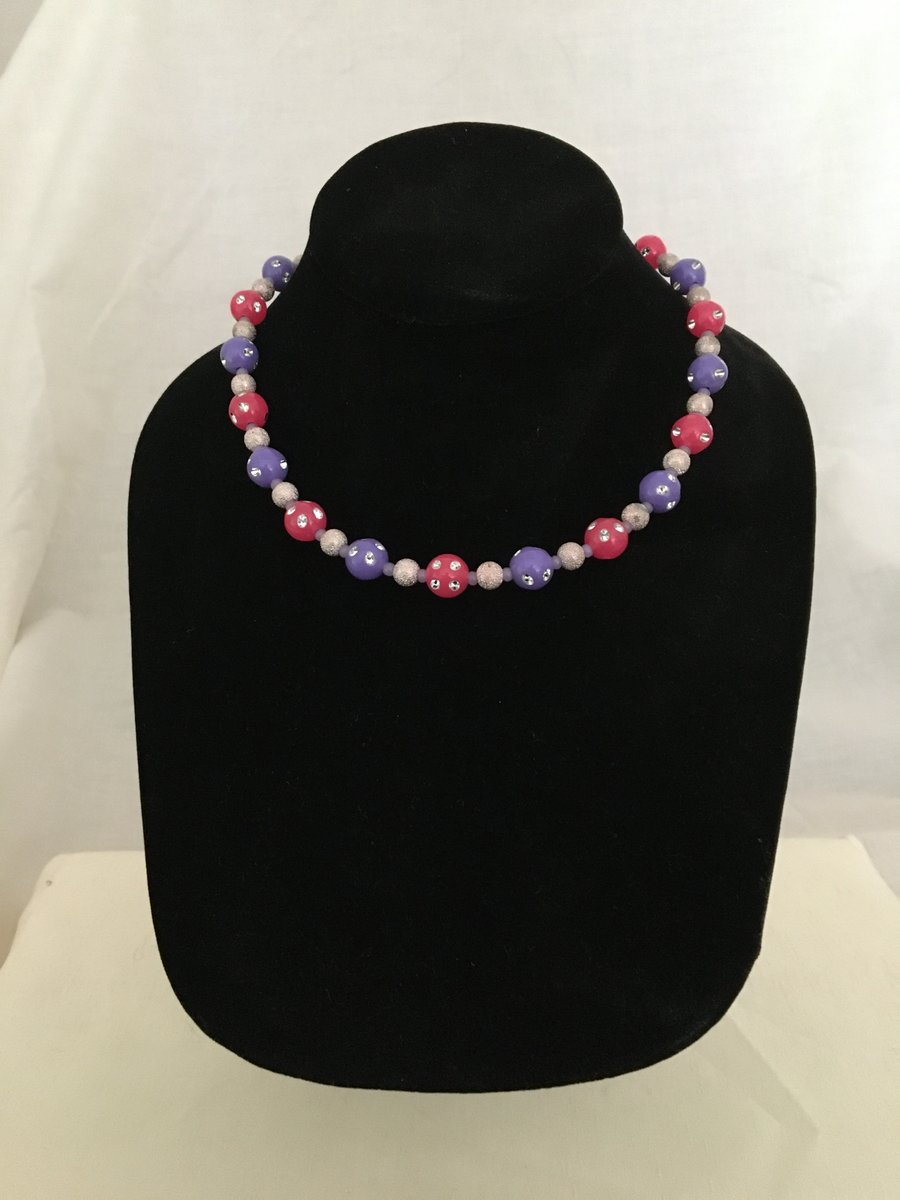 Fun Pink & Purple beaded Necklace