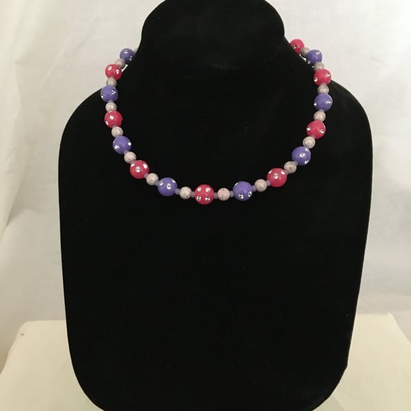 Fun Pink & Purple beaded Necklace