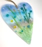Glass Meadow Heart with Delicate Turquoise Flowers - Image 2