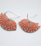 Bird earrings with seed print in orange and silver - Image 3