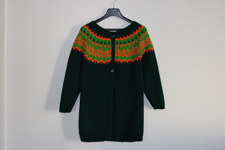 Women's fair isle Cardigan, with yoke design. '' Customer order ''