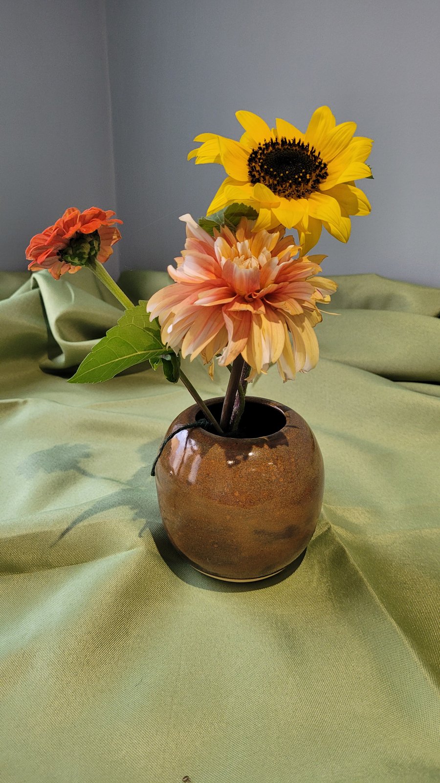 Orange Copper Bud Vase Handmade Pottery